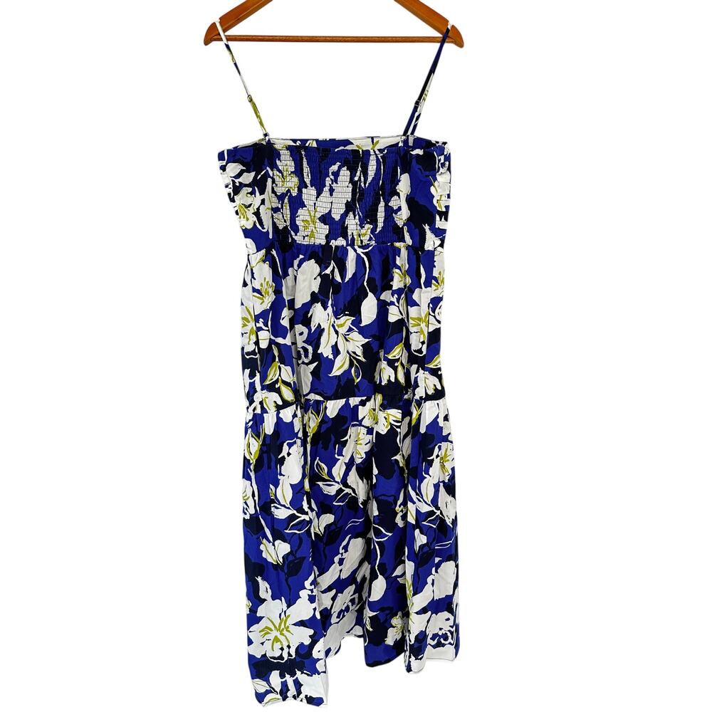 EVEREVE NWT Emmie Ruched Midi Dress in Blue Bold Floral // L - Picture 9 of 12